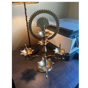 BRASS DIYA PEACOCK CENTERPIECE LAMP
